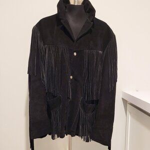 Authentic SCHOTT WESTERN SUEDE FRINGE JACKET Made in USA Black Men's Size 44